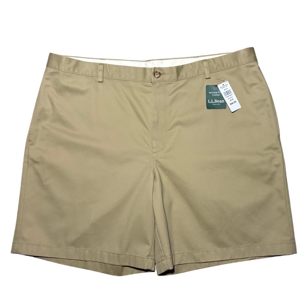 NWT L.L. Bean Gorpcore Chino Shorts Khaki Wrinkle Free Classic Fit Mens Size 42